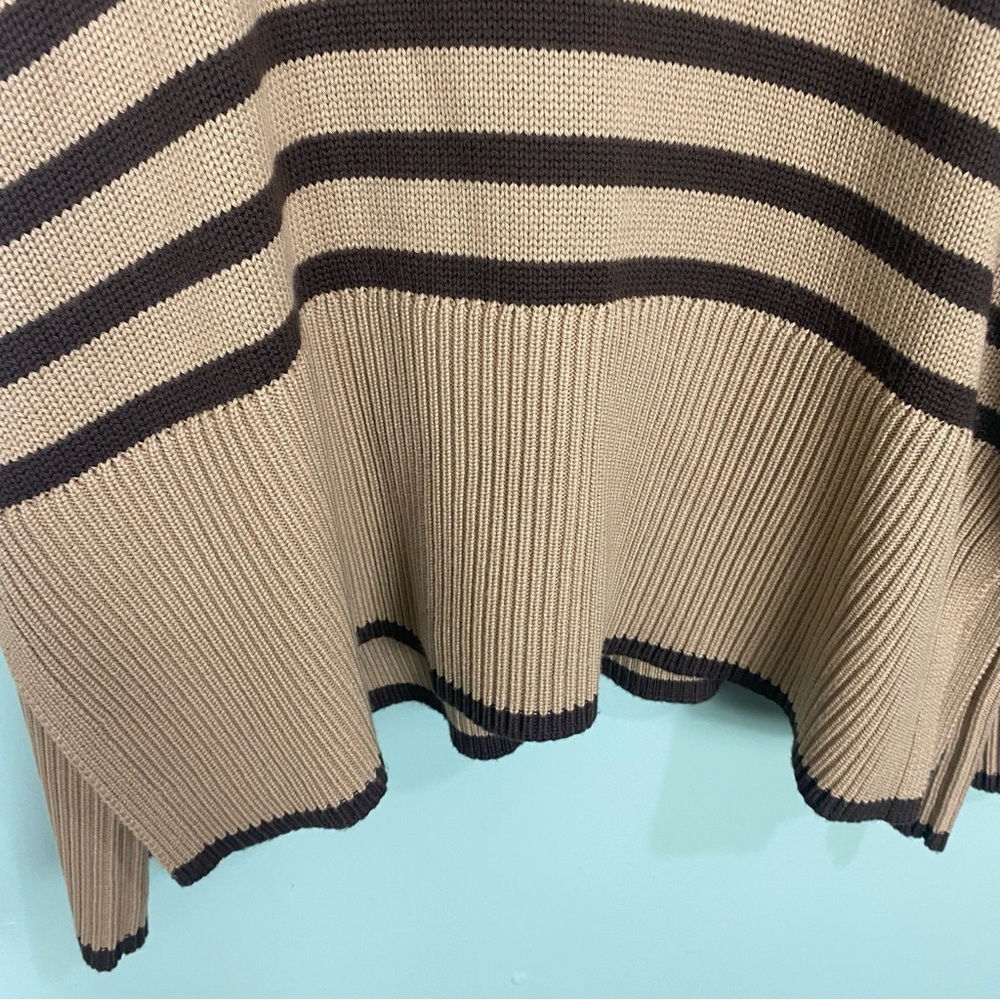 Toteme Brown Striped Signature Turtleneck Sweater Chunky Draped‎ Sz M Wool Blend - Picture 4 of 10
